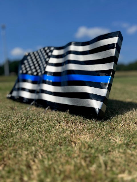 Platinum Thin Blue Line Wavy