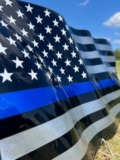 Platinum Thin Blue Line Wavy
